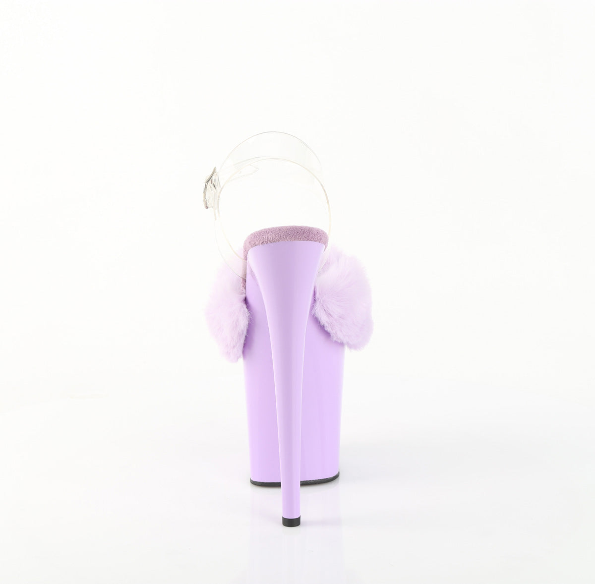 Pleaser - Flamingo 808FUR - Lavender Faux Fourrure-Clear Jelly - 8 inch
