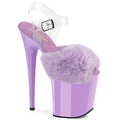 Pleaser - Flamingo 808FUR - Lavender Faux Fourrure-Clear Jelly - 8 inch