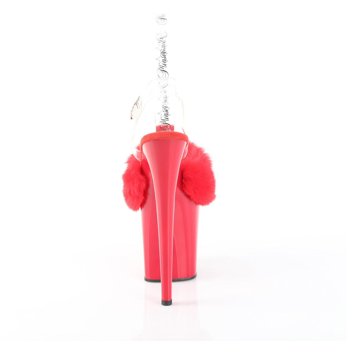 Pleaser - Flamingo 808FUR - Red Faux Fourrure-Clear Jelly - 8 inch