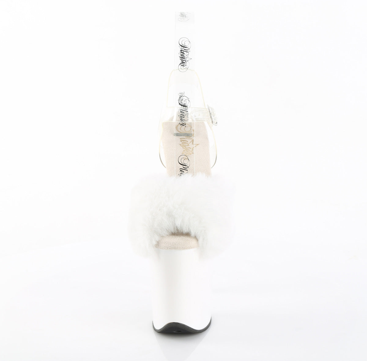 Pleaser - Flamingo 808FUR - White Faux Fourrure-Clear Jelly - 8 inch