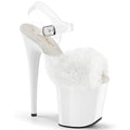 Pleaser - Flamingo 808FUR - White Faux Fourrure-Clear Jelly - 8 inch