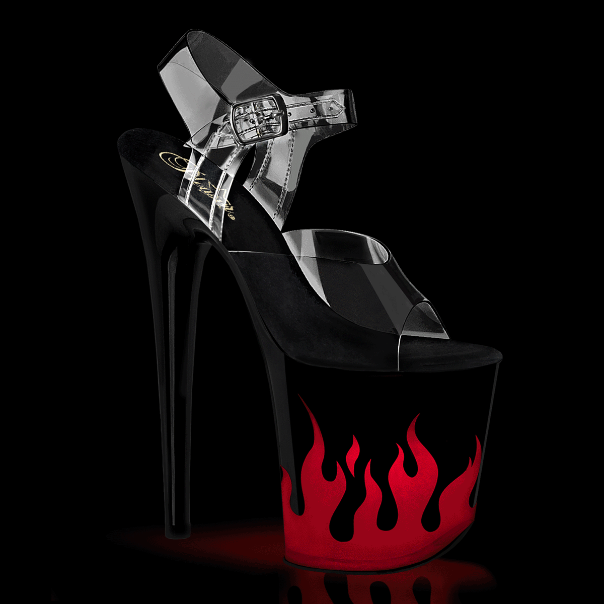 Pleaser - Flamingo 808NLFL - Black-Red - 8 inch