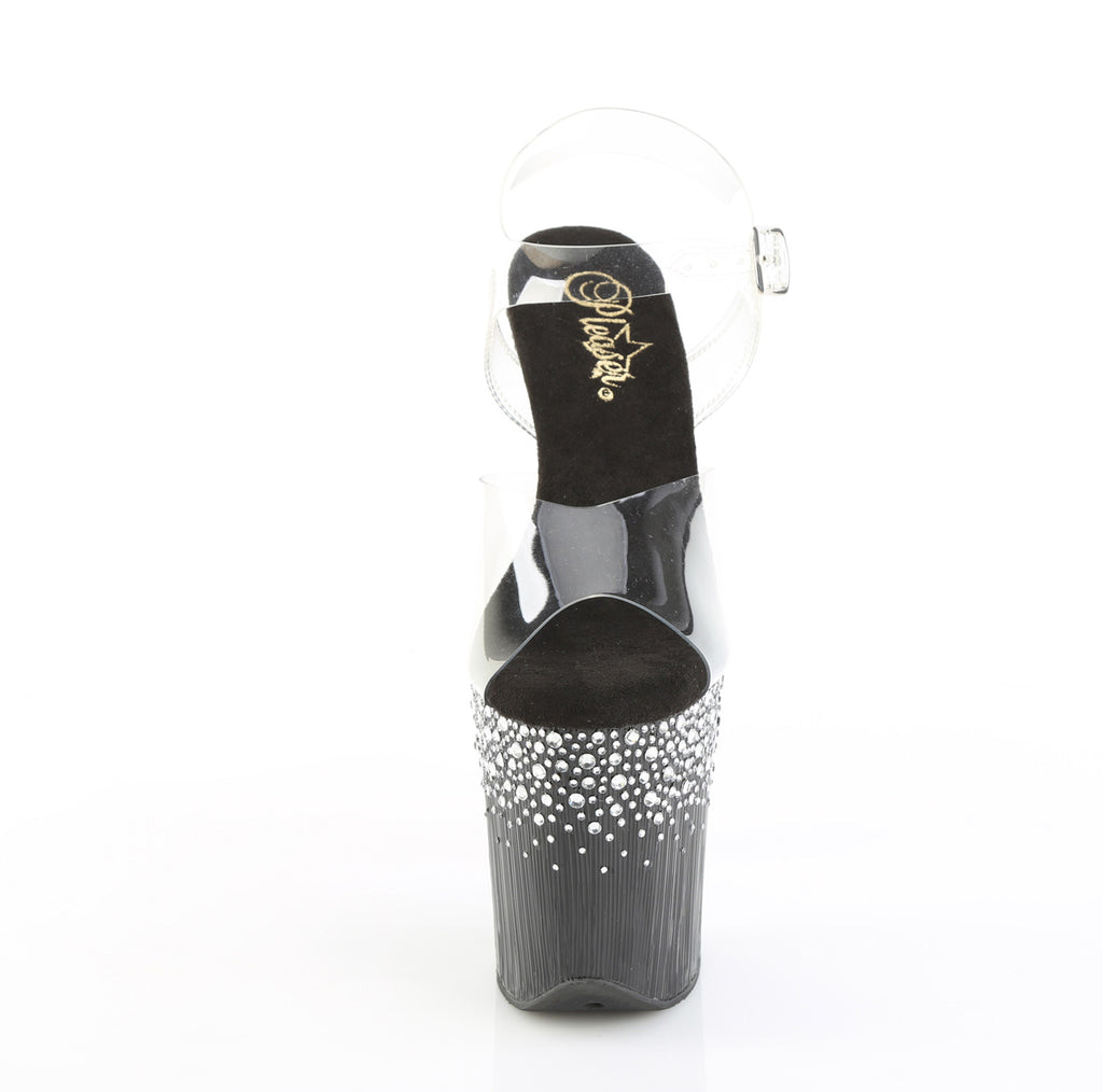 Pleaser - Flamingo 808SPKL-02 - Black-Silver Rhinestones - 8 inch
