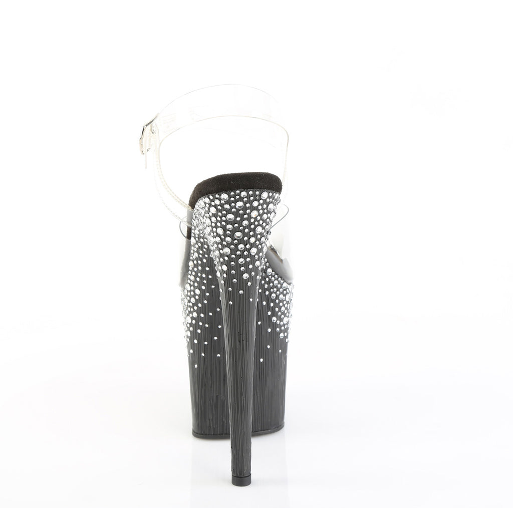 Pleaser - Flamingo 808SPKL-02 - Black-Silver Rhinestones - 8 inch
