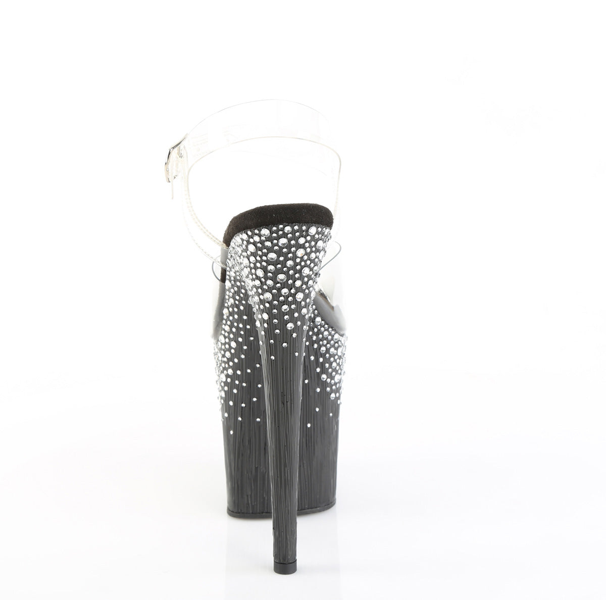 Pleaser - Flamingo 808SPKL-02 - Black-Silver Rhinestones - 8 inch