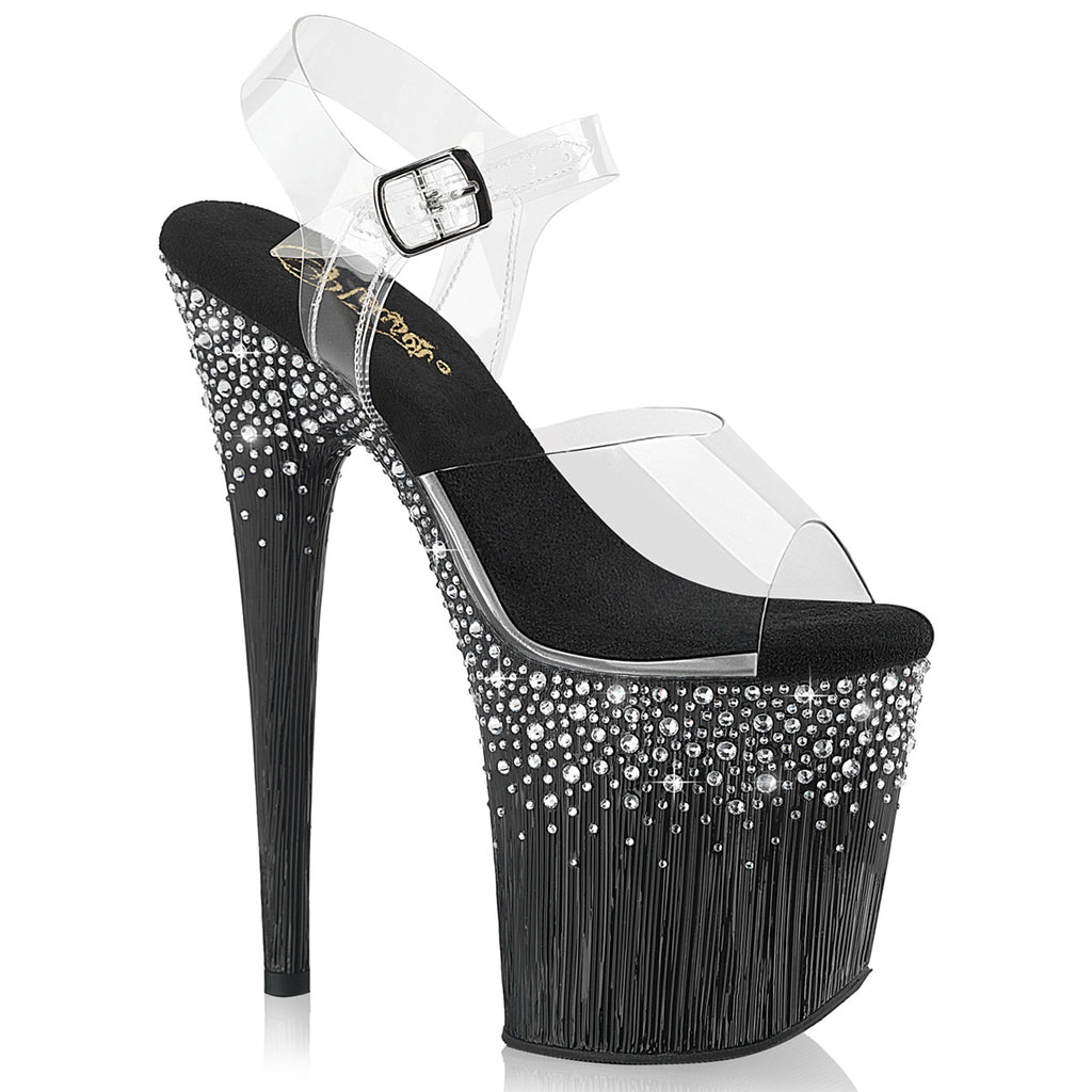 Pleaser - Flamingo 808SPKL-02 - Black-Silver Rhinestones - 8 inch