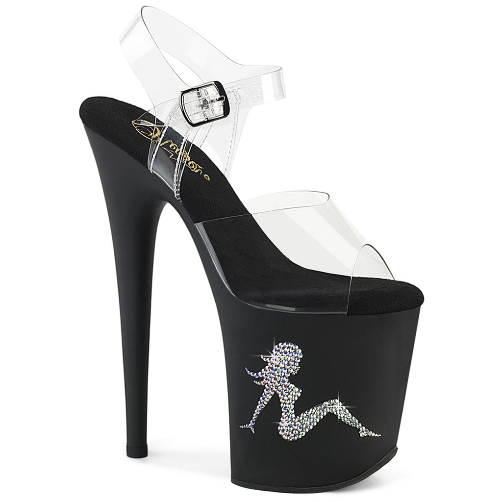 Pleaser - Flamingo 808TGRS - Black-AB Silver - 8 inch