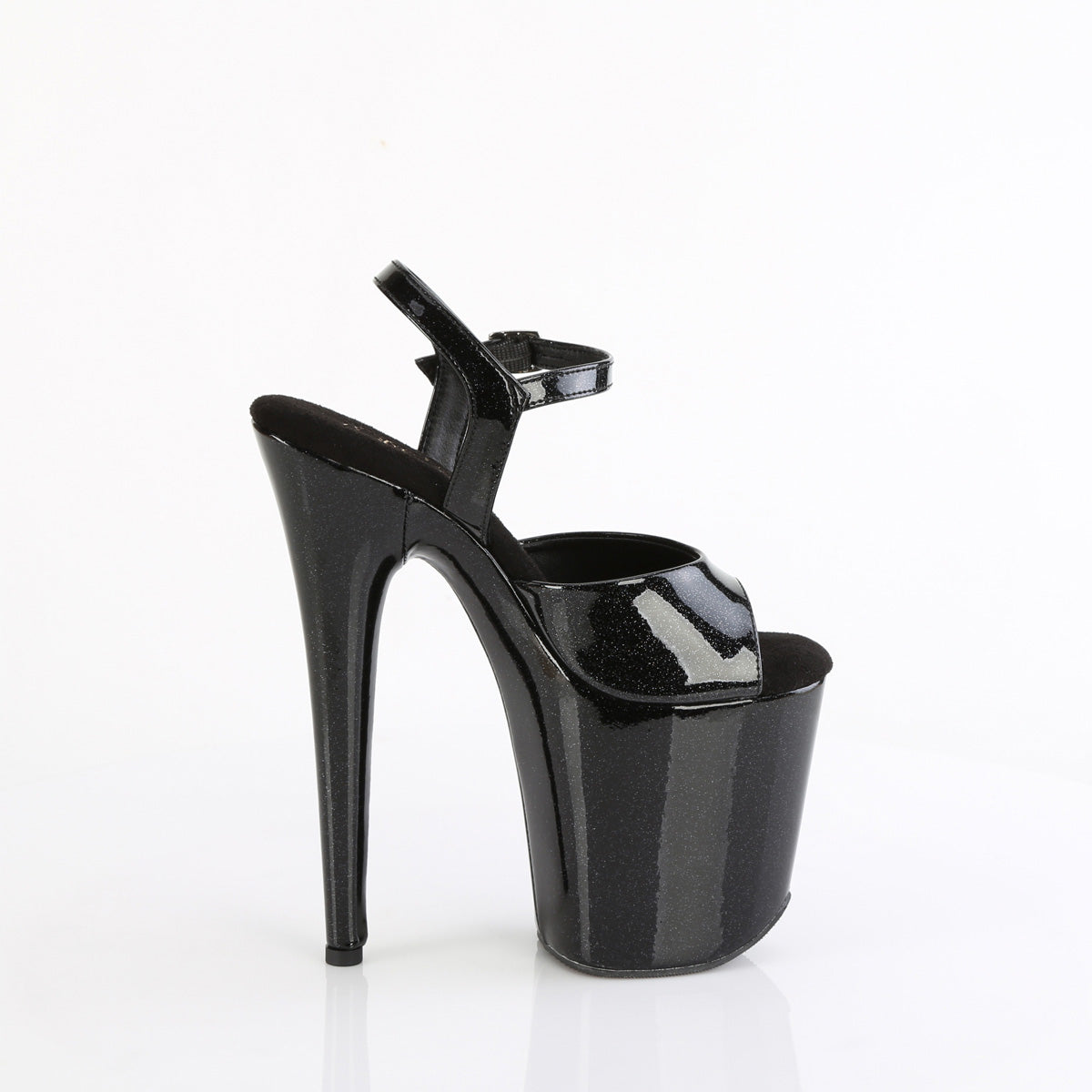 Pleaser - Flamingo 809GP - Black Glitter - 8 inch