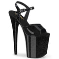 Pleaser - Flamingo 809GP - Black Glitter - 8 inch