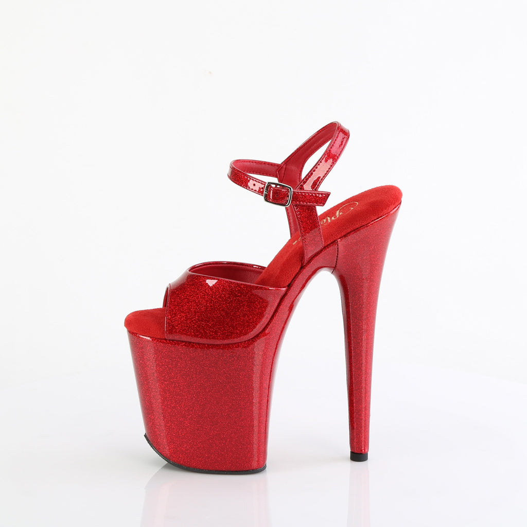 Pleaser - Flamingo 809GP - Ruby Red Glitter - 8 inch