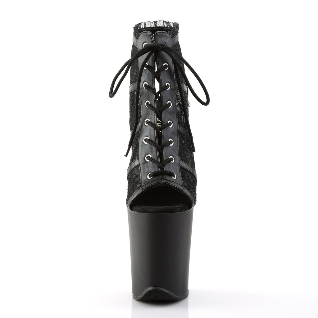 Pleaser - Flamingo 896LC - Black Mesh-Lace - 8 inch