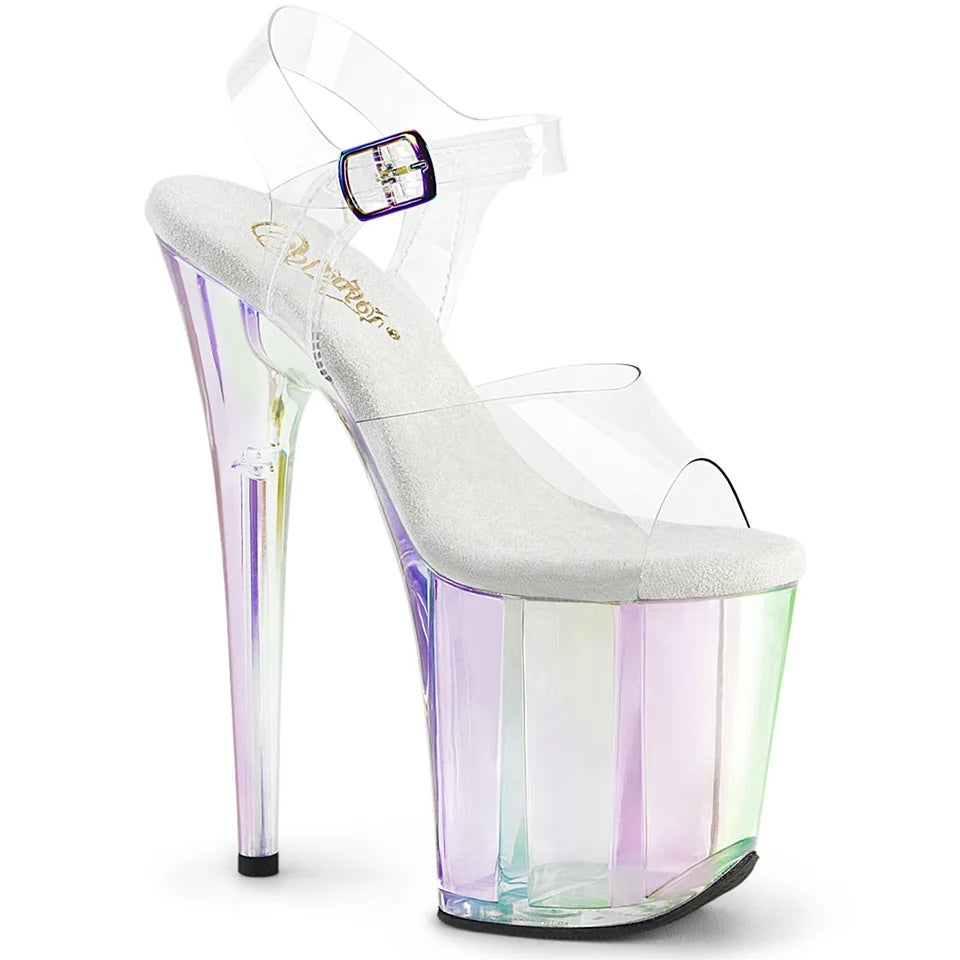 Pleaser - Flamingo 808 - Clear & Holographique - 8 inch