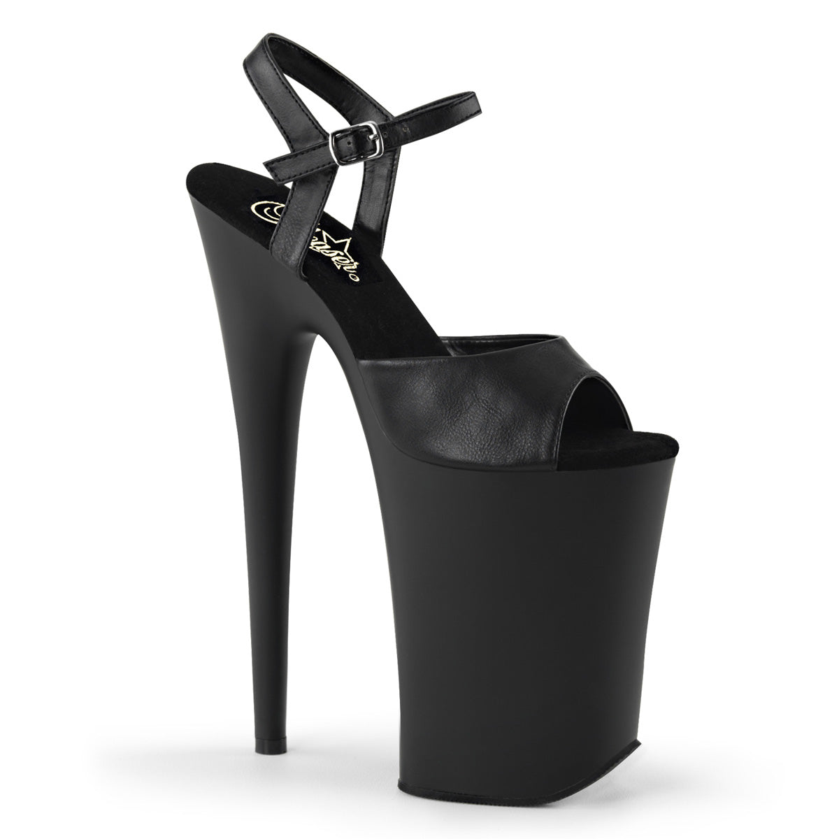 Pleaser - Infinity 909 - Black Faux Leather - 9 inch