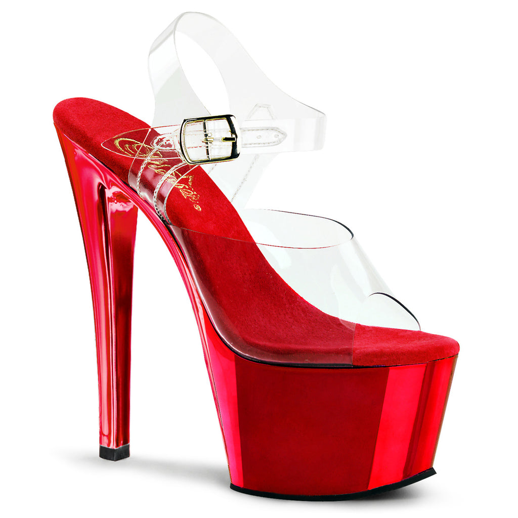 Pleaser - Sky 308 - Red Chrome - 7 inch
