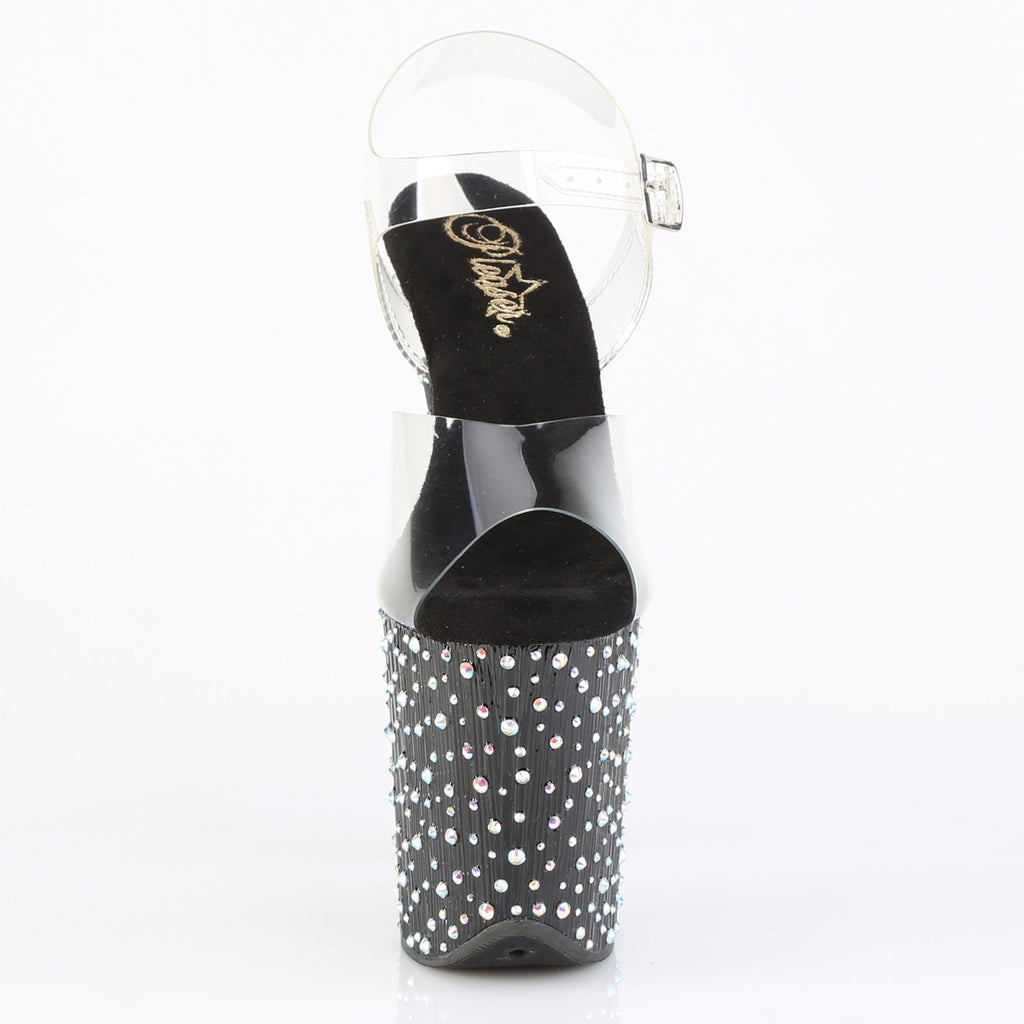 Pleaser - Stardance 808 - Black-Silver Multi Rhinestones - 8 inch
