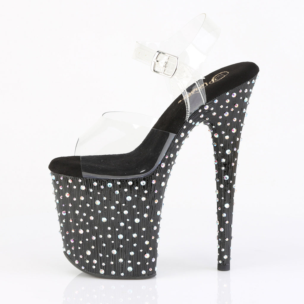 Pleaser - Stardance 808 - Black-Silver Multi Rhinestones - 8 inch