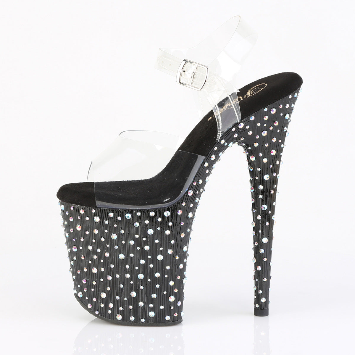 Pleaser - Stardance 808 - Black-Silver Multi Rhinestones - 8 inch