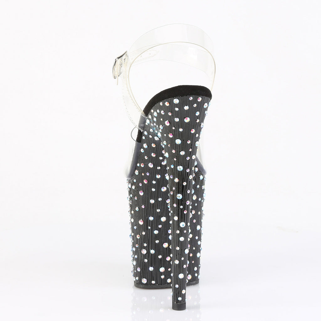 Pleaser - Stardance 808 - Black-Silver Multi Rhinestones - 8 inch