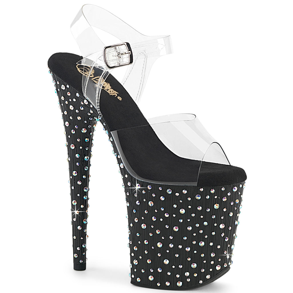 Pleaser - Stardance 808 - Black-Silver Multi Rhinestones - 8 inch
