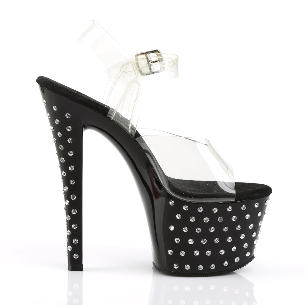 Pleaser - Stardust 708 - Black - 7 inch