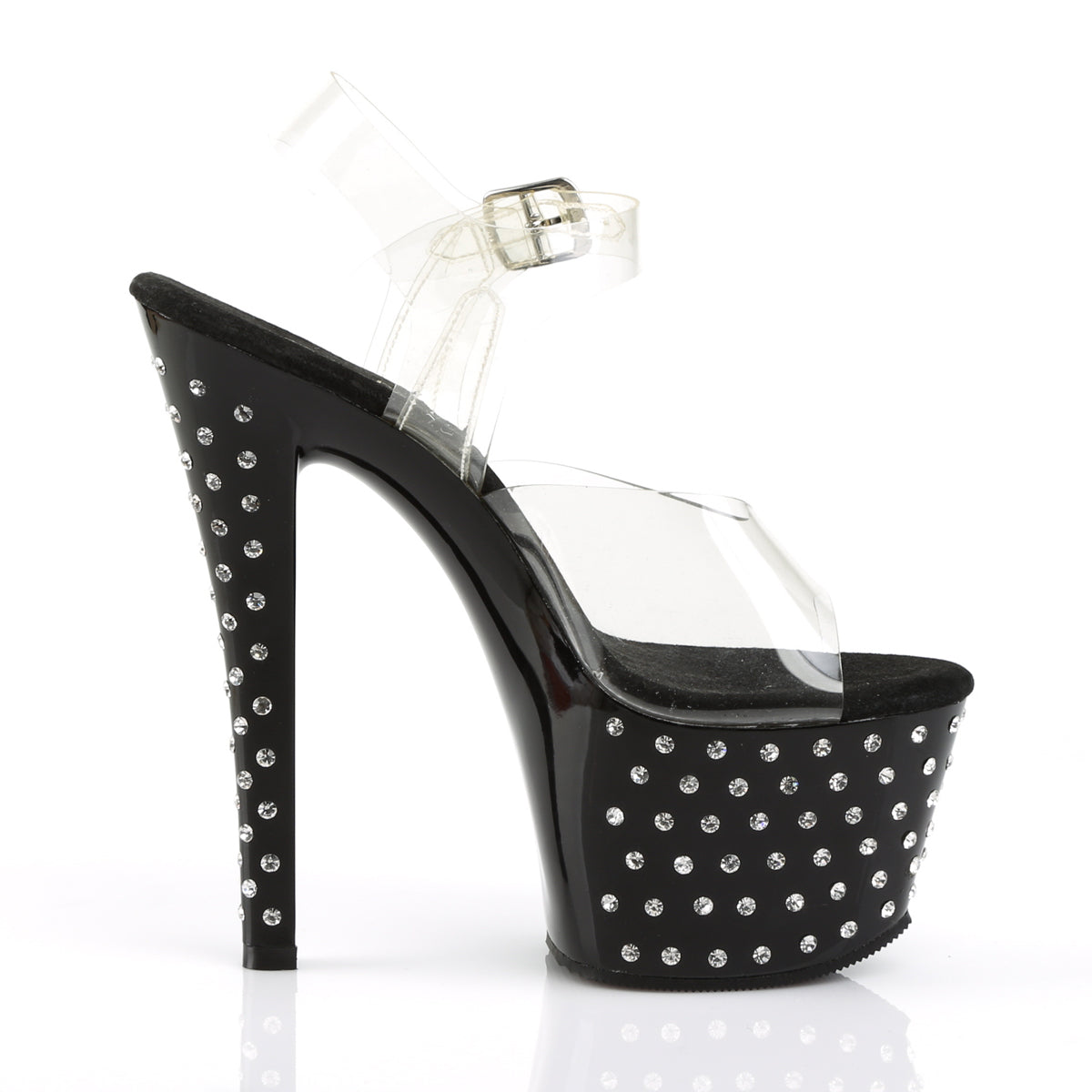 Pleaser - Stardust 708 - Black - 7 inch