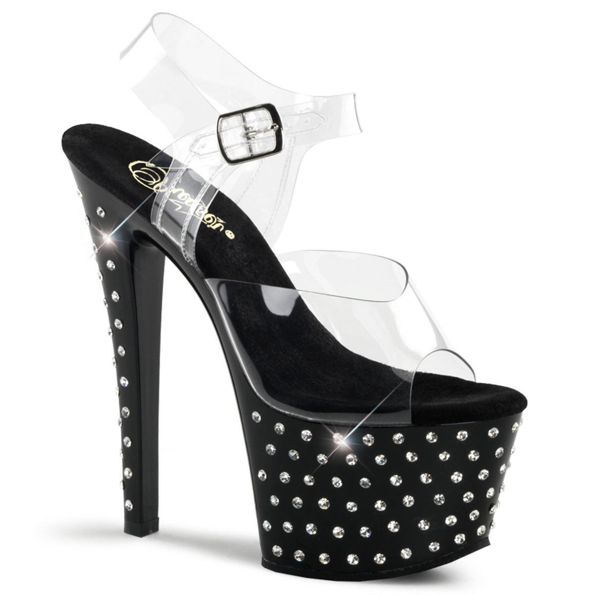 Pleaser - Stardust 708 - Black - 7 inch