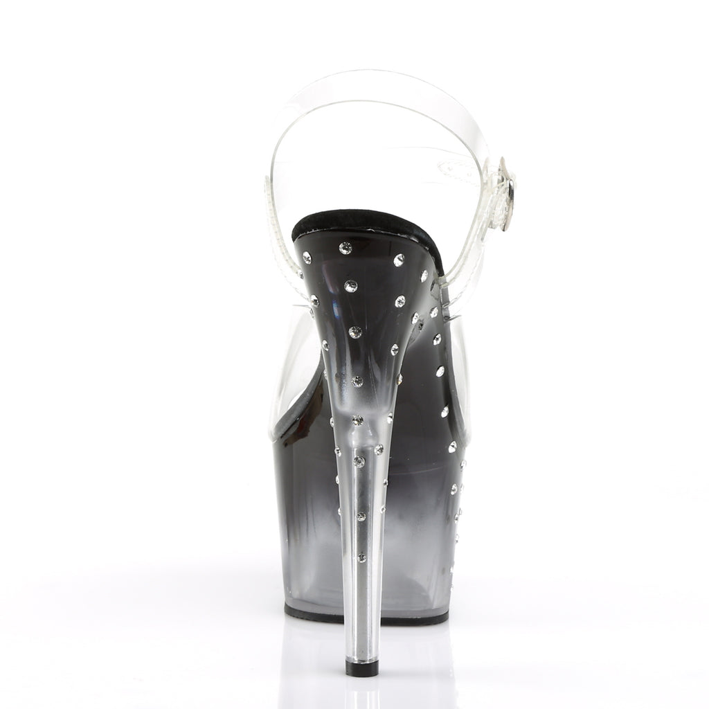 Pleaser - Stardust 708T - Black-Clear - 7 inch