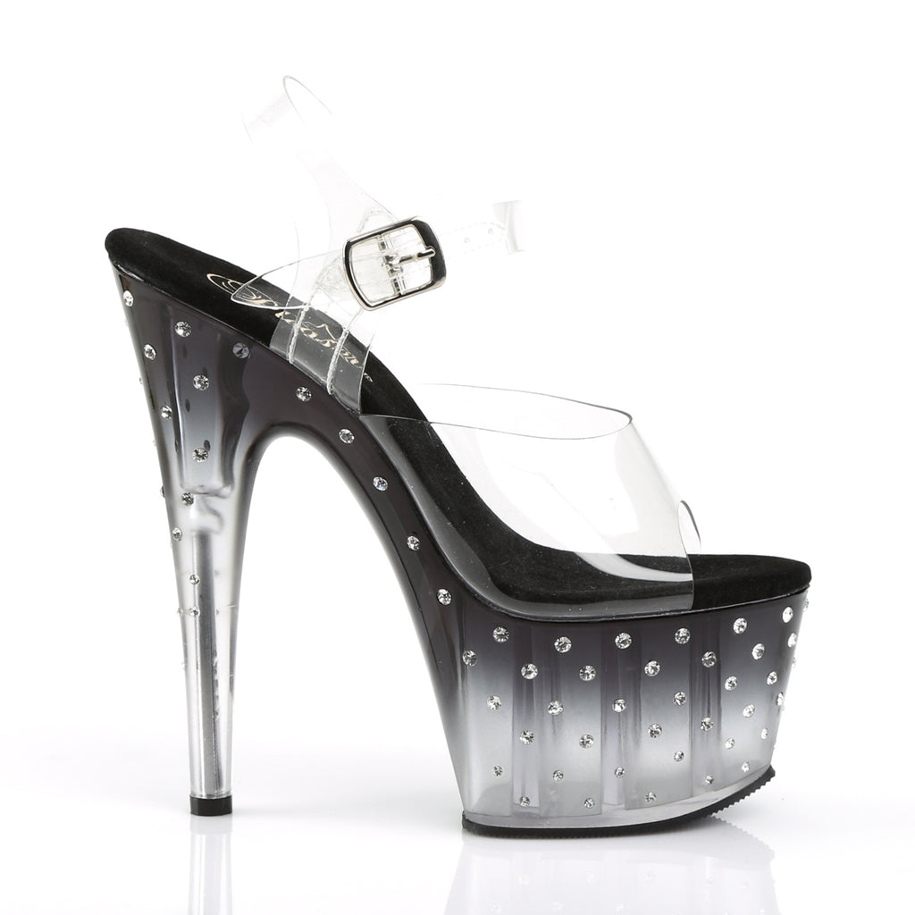 Pleaser - Stardust 708T - Black-Clear - 7 inch