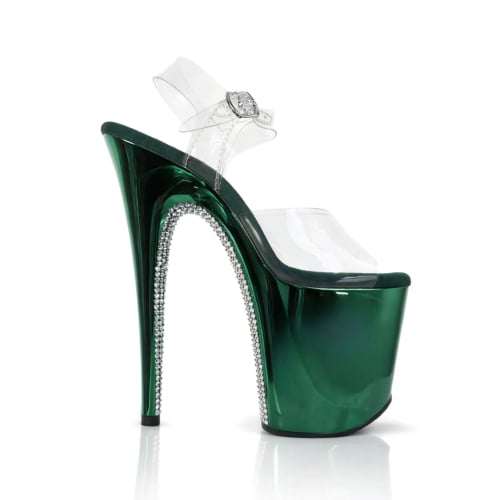 Jewel Heels - Chrome True Emerald Diamond Black - 8inch