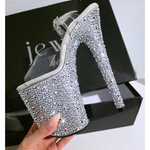 [PRECOMMANDE] Jewel Heels - Celeste White Stardust - 8 inch