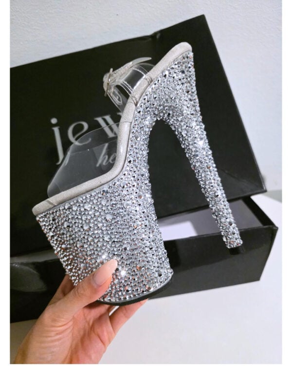[PRECOMMANDE] Jewel Heels - Celeste White Stardust - 8 inch