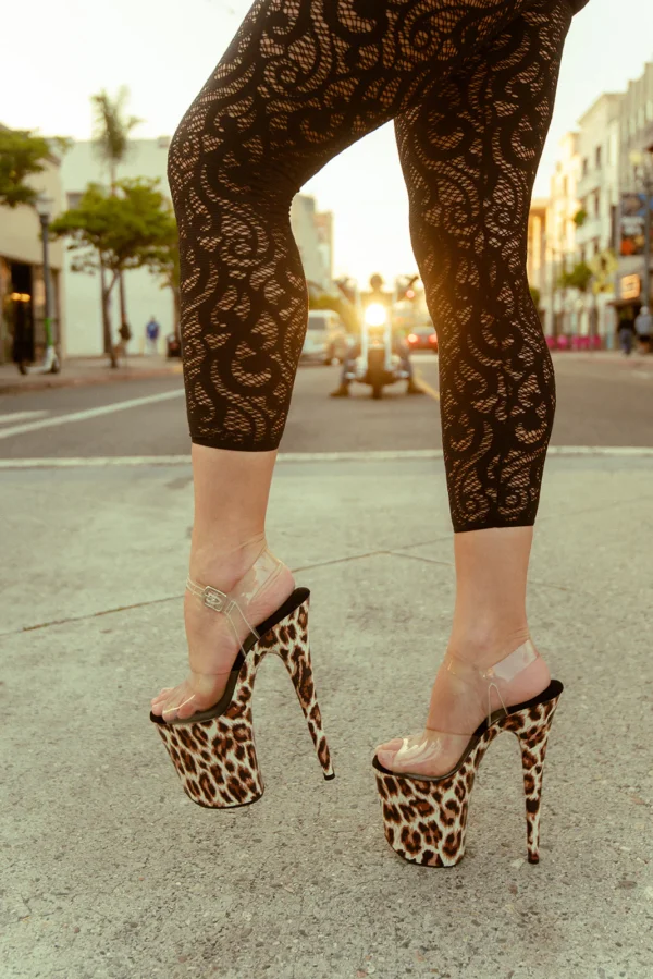 Polemom - Wild Thing (Leopard Print) Skins + Pro Series Protector  - Pleaser Flamingo 8inch