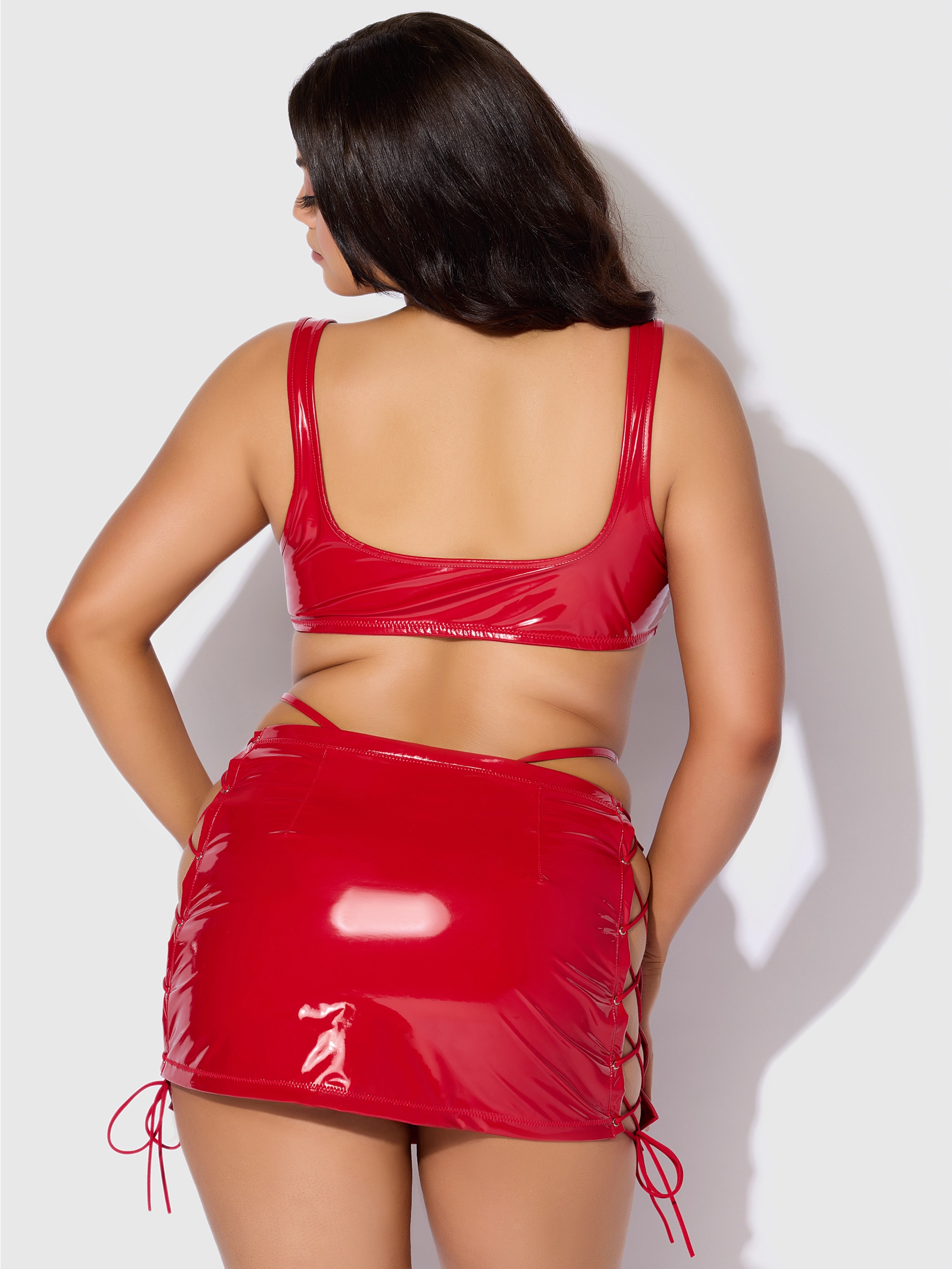 House of Desire – Red Vinyl Lace-Up 3-Piece Set – Image 3