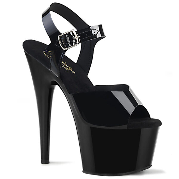 Sandale Pleaser Adore 708N Jelly Like Black noire brillante à talon haut plateforme vue de profil